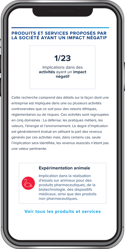 Interface mobile critère ESG