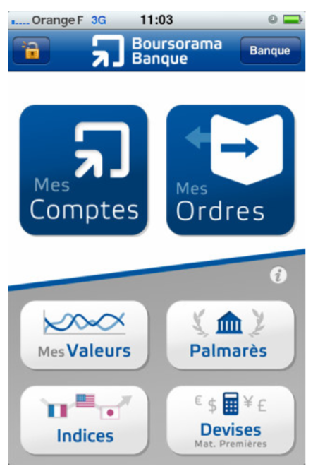 Visuel des services de l'application mobile de Boursorama Banque