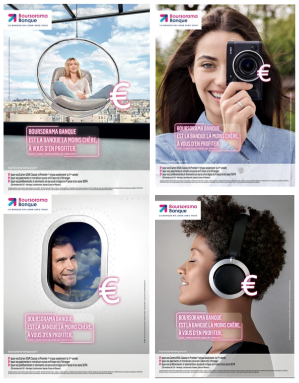 Visuel des affiches de la campagne publicitaire de Boursorama Banque