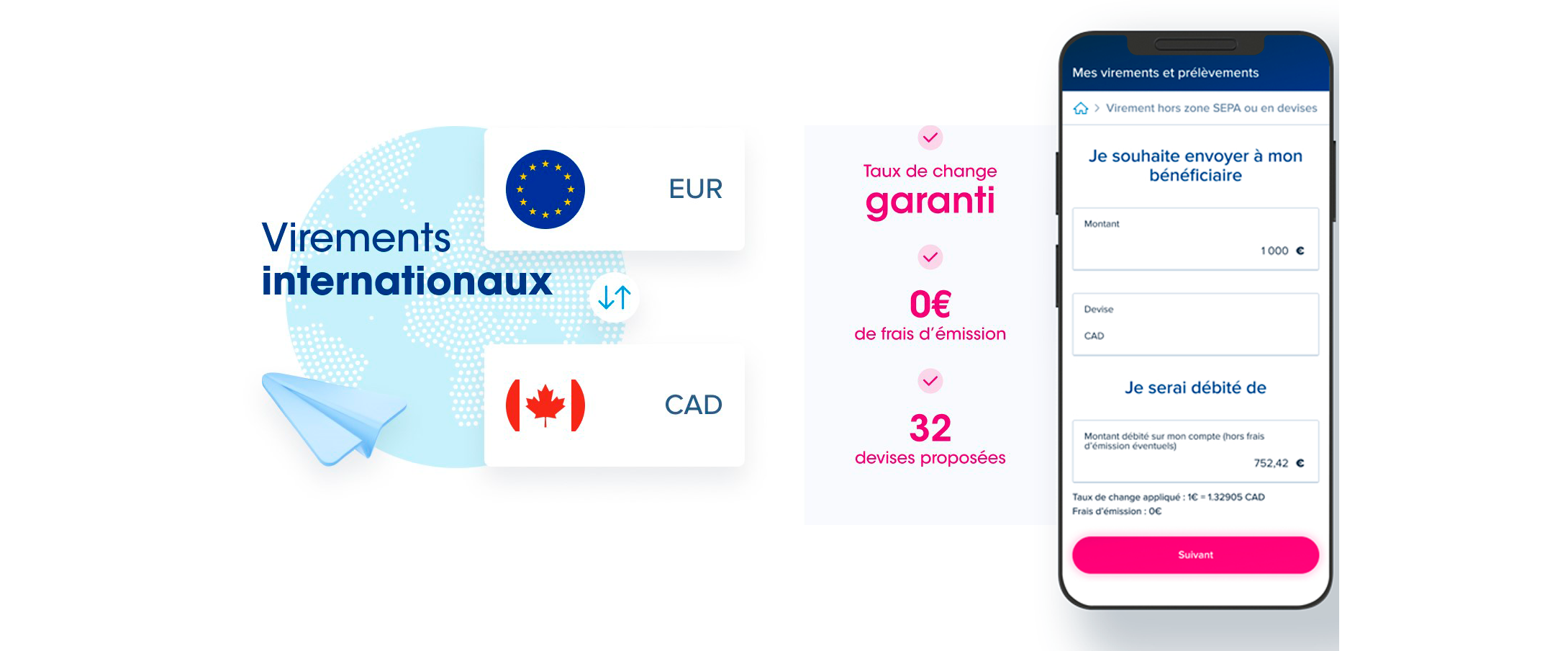 Boursorama lance une nouvelle version de son service de virements à l’étranger, plus simple et gratuit sur 32 devises