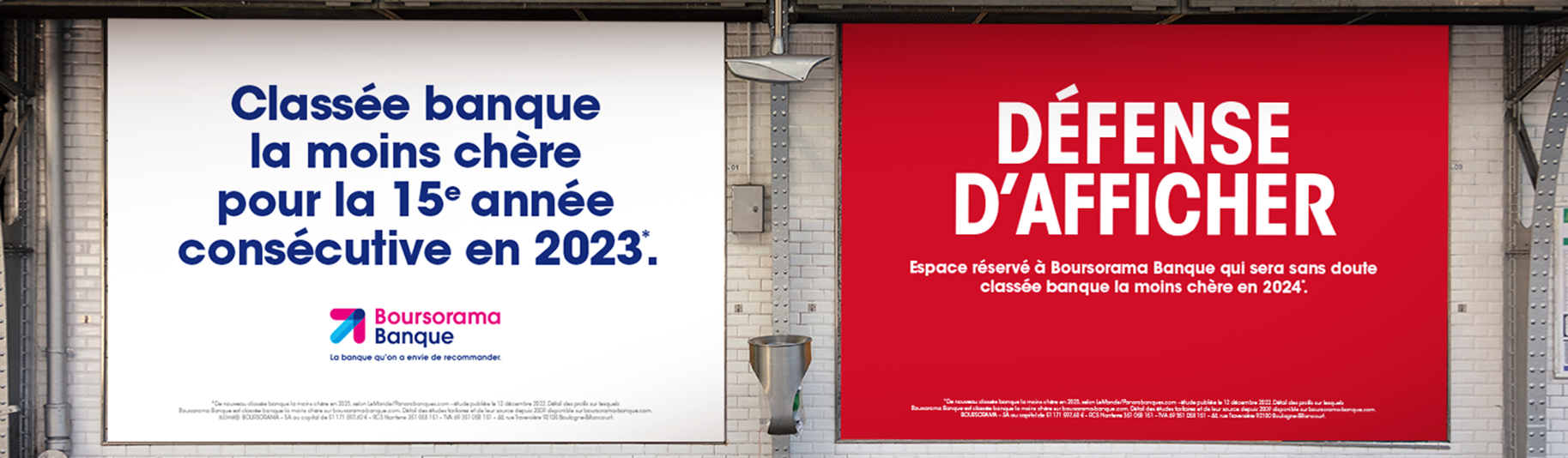 Visuel campagne de pub Banque la moins chère depuis 15 ans