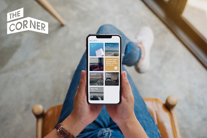 Visuel de l'interface mobile du service The Corner